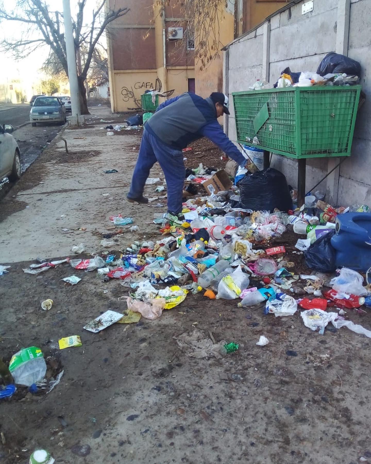 Limpieza de residuos en el barrio Islas Malvinas