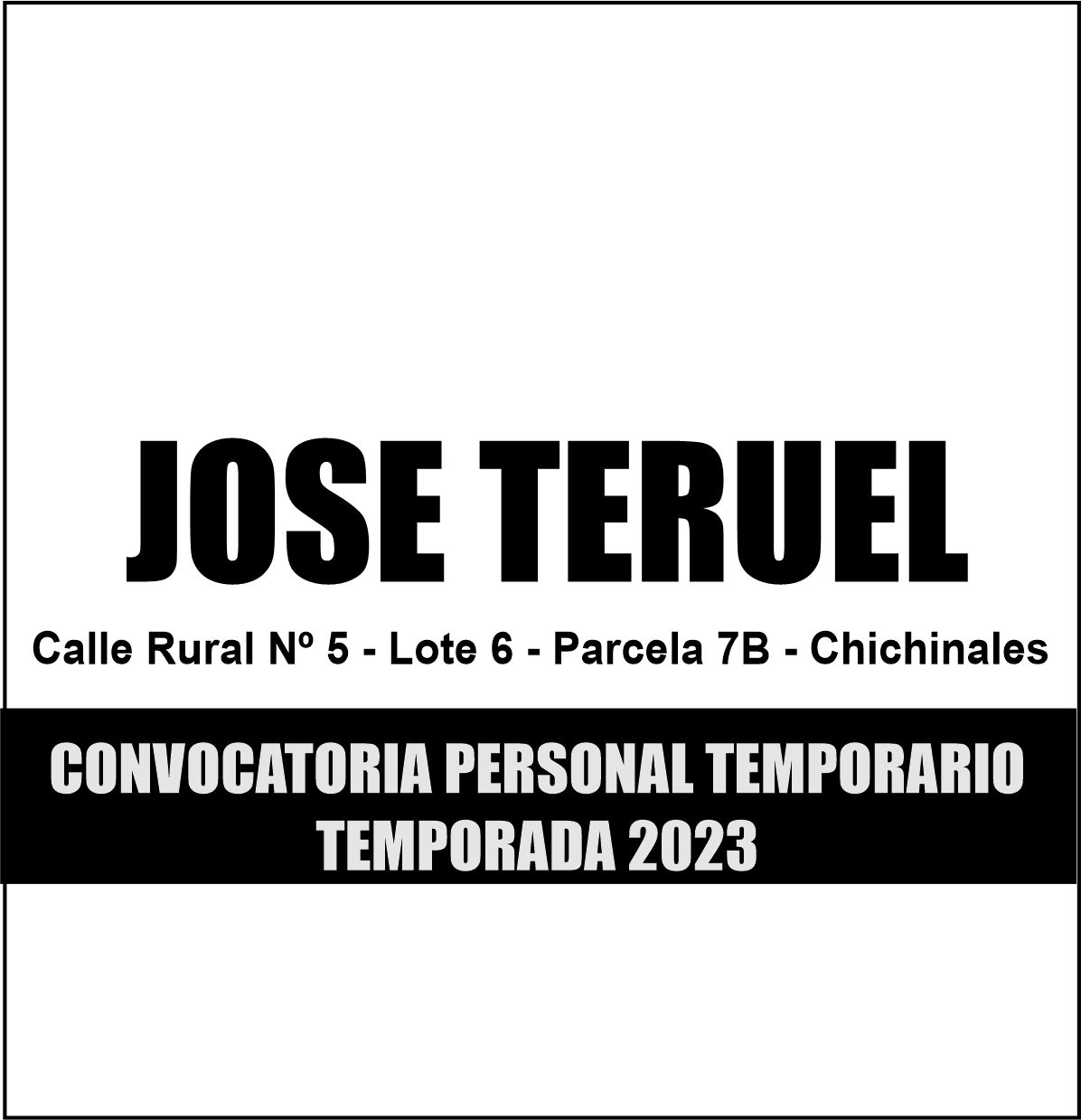 Convocartoria a Personal Temporario 2023: José Teruel