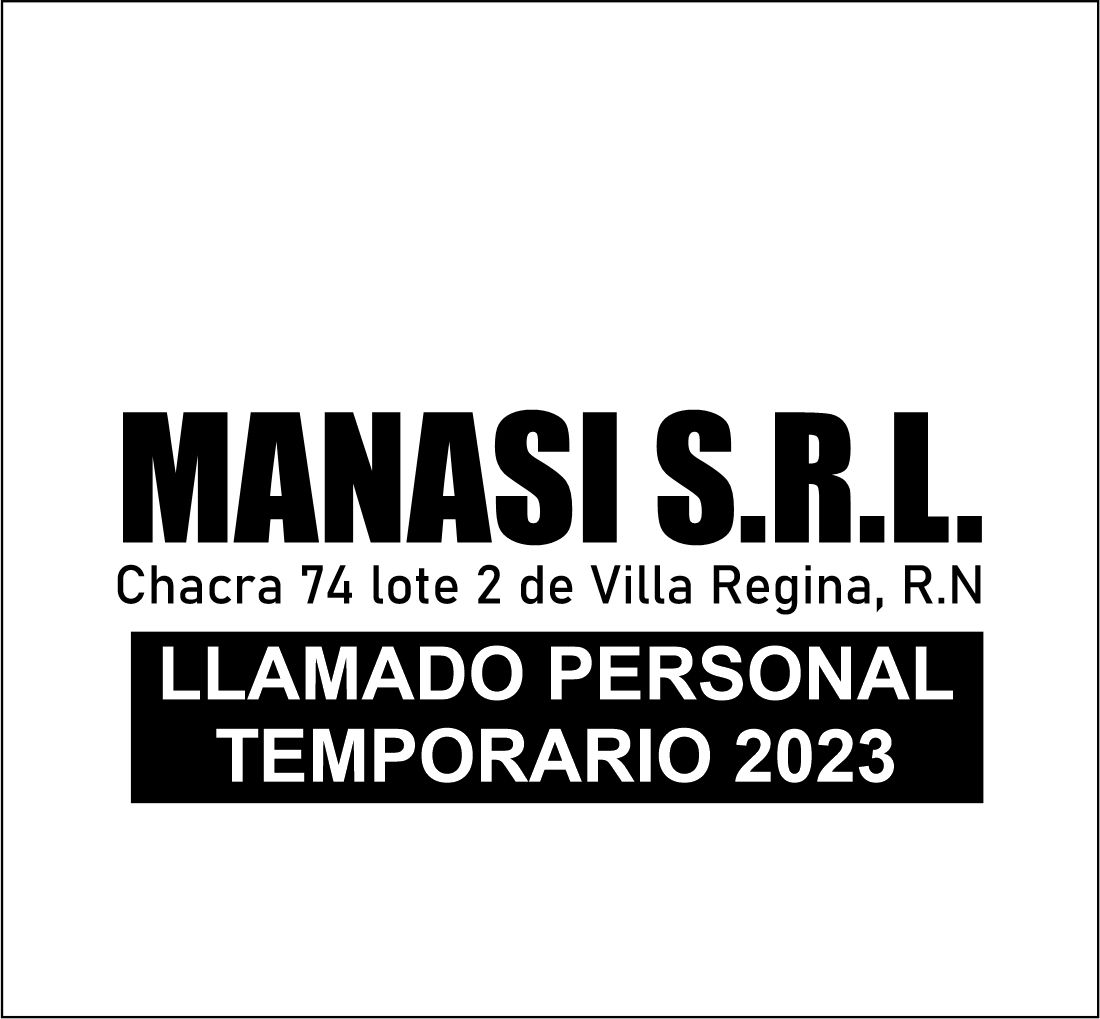 Convocatoria a Personal Temporario 2023: Manasi S.R.L.