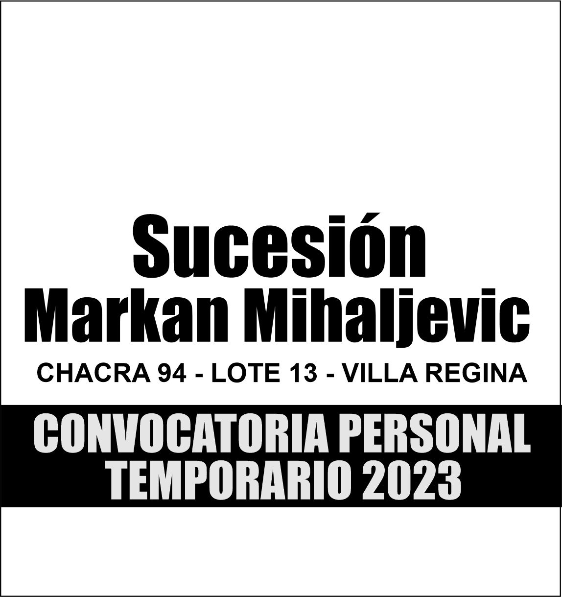 Convocatoria Personal Temporario 2023: Markan Mihaljevic