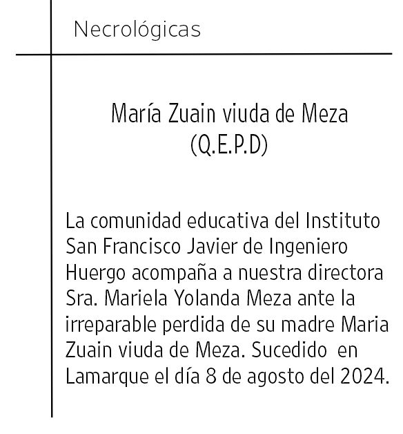 Servicio Necrológico: María Zuain vda. de Meza